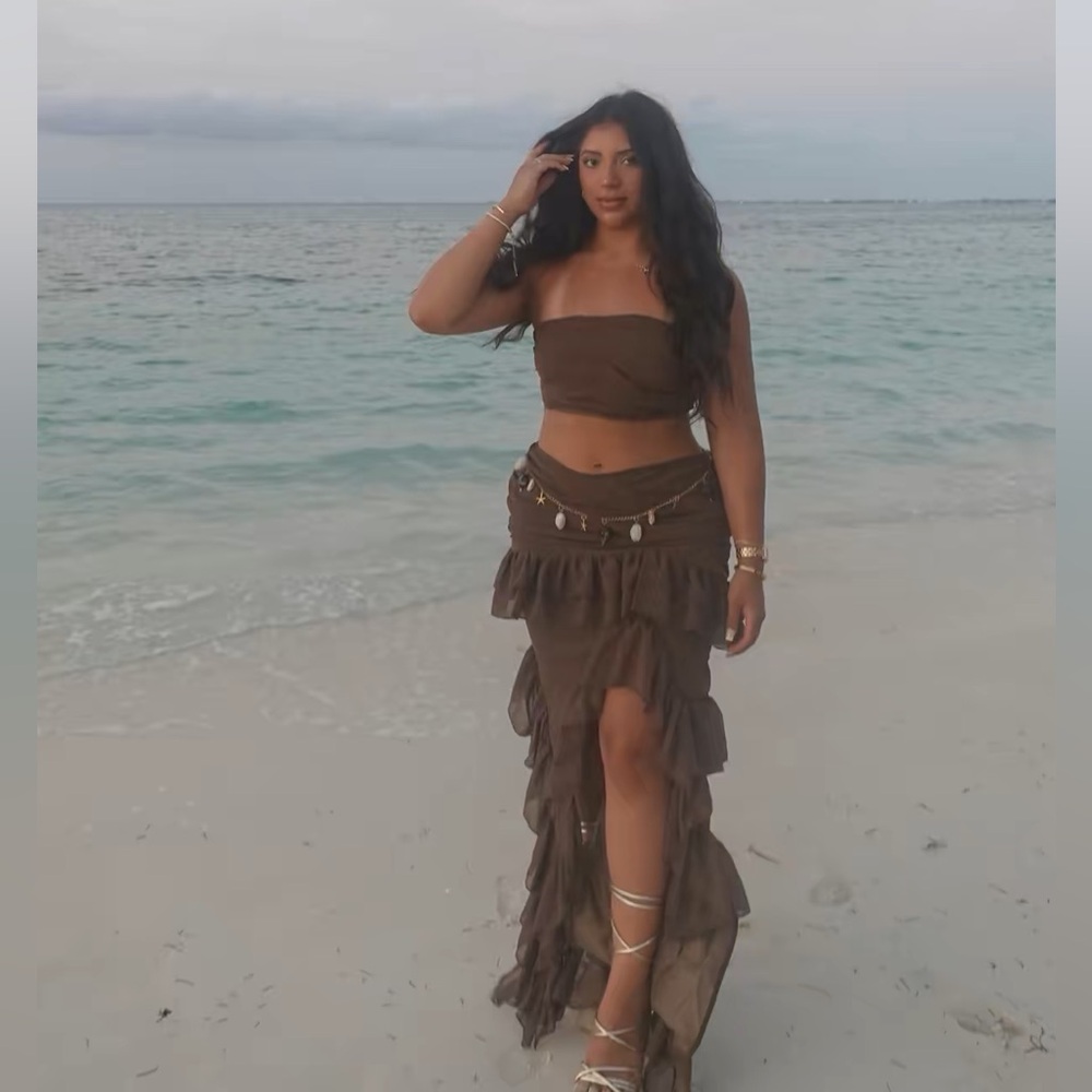 Deep Taupe skirt and bandeau set PLT